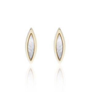 9ct Yellow Gold Mom of Pearl Marquise Stud Earrings
