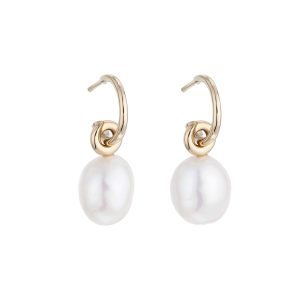 14ct Yellow Plated Silver Pearl Drop Earrings
