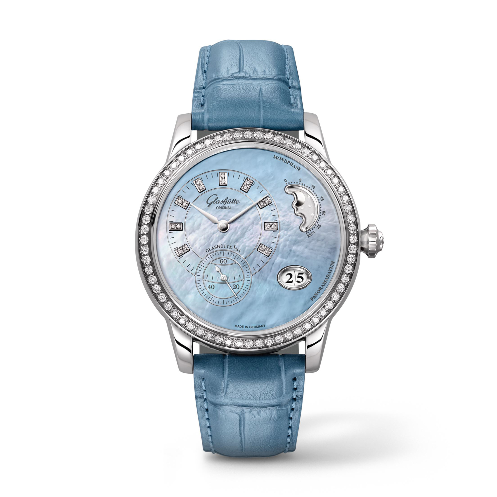 Glashütte Authentic PanoMatic Luna 39mm Women Watch 1-90-12-03-12-02