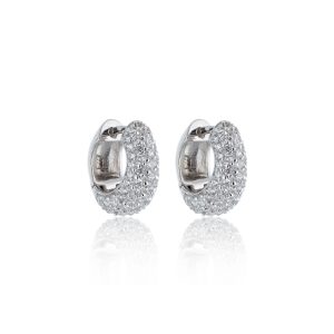 Silver Cubic Zirconia Small Cluster Hoop Earrings