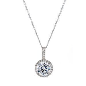 Silver Sensible Minimize Cubic Zirconia Halo Pendant