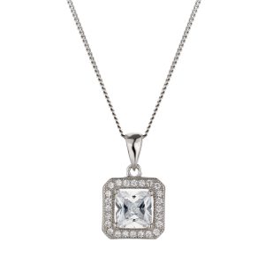 Silver Princess Lower Cubic Zirconia Halo Pendant