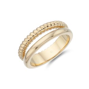 Silver 3 Micron Yellow Gold Plated Double Row Ring
