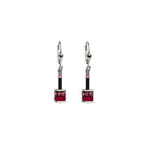Coeur De Lion Geocube Red and Crimson Crystal Drop Earrings 4409/20-1500