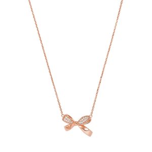 Armani Sentimental Women Necklace EG3543221 Rose Sterling Silver Stone Set Bow