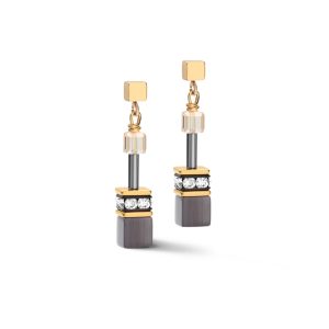 Coeur De Lion Gold Plated Brown Gray Black Drop Earrings 2839/21-1216