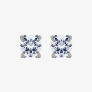 9ct White Gold 3mm Round Cubic Zirconia Stud Earrings 5-58-6329