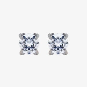 9ct White Gold 3mm Round Cubic Zirconia Stud Earrings 5-58-6329