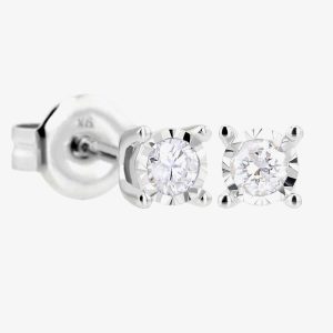 9ct White Gold Diamond 0.12ct Stud Earrings A4894D-9W-012G