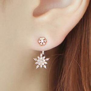 Flower Double-Drop Crystal Earrings