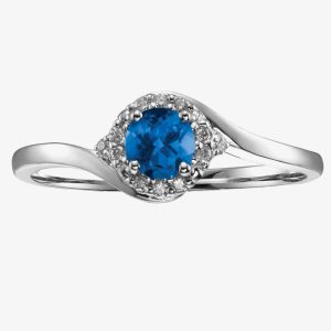 9ct White Gold Sapphire and Diamond Twist Cluster Ring 51Z82WG/10 SAPH Q