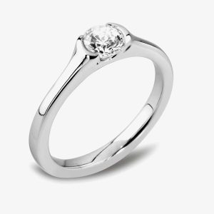 Platinum Demi-Flush Rubover Solitaire Ring RI-134(.50CT PLUS)- G/SI2/0.50ct