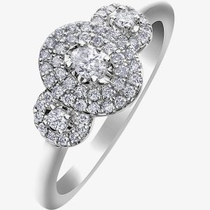 9ct White Gold 0.33ct Diamond Triple Cluster Ring 30807WG/33-10 L