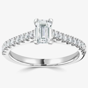Signature Collection Platinum GIA Certificated Shoulder-Set Emerald-Cut Diamond Ring RI-2209A(6X4)(.60CT PLUS)- VS1/G/0.87ct
