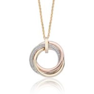 9ct 3 Color Gold Cubic Zirconia Circle Pendant