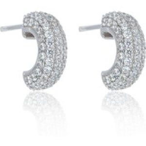 Sterling Silver Cubic Zirconia Part Hoop Earrings