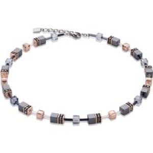 Coeur De Lion Geocube Gray and Rose Crystal Beaded Necklace 4015/10-0730