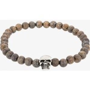 Bourne and Wilde Mens Bronzite Bead Skull Bead Bracelet OSB-1608SBN