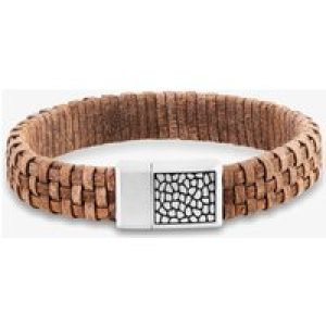 Bourne and Wilde Mens Brown Woven Leather Bracelet OSB-2257SDBN