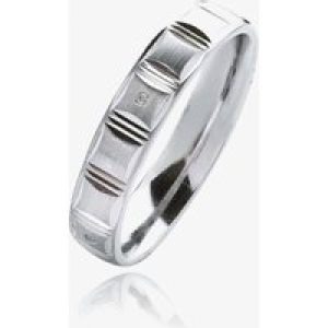 Mens 9ct White Gold 5mm Diamond Set Etched Court Wedding Ring WG28/5R100V 9W HSI