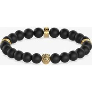 Guess Lion King Gold-Tone & Black Beads Bracelet UMB01303YG