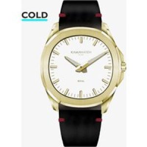KAMAWATCH Royal Gold Plated White Dial Red Leather Suede Strap Watch KWMP37