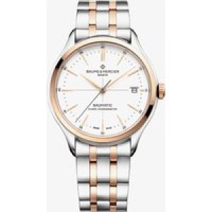 Baume & Mercier Mens Clifton Pink Gold and White Dial 10458