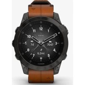 Garmin epix 2 47mm Black Case & Leather Strap Smartwatch 010-02582-30