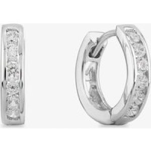 Starbright Silver Small Cubic Zirconia Cut-Out Heart Huggie Earrings E3040(2M) 3A