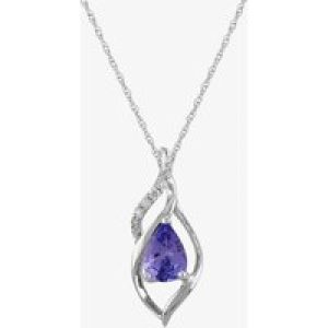 9ct White Gold Pear-cut Tanzanite and Diamond Swirl Pendant THP9521P