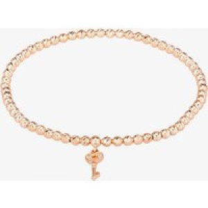 Isabella Verona Rose Gold Tone Beaded 19cm Heart Key Elastic Bracelet SBETSRL17Y-KEY-R (LRG)