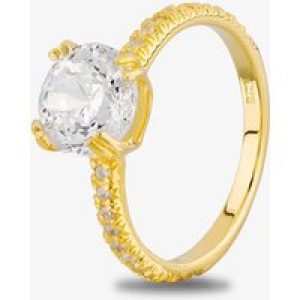Starbright Gold Cushion-Cut Cubic Zirconia Shouldered Ring R6219 3A GP 54