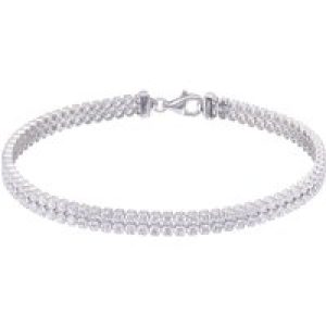 Silver Cubic Zirconia Double Row Tennis Bracelet
