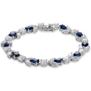 Silver Pear Lower Middle of the night Blue Crystal and Cubic Zirconia Bracelet