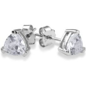 Silver Pear Lower Cubic Zirconia Stud Earrings