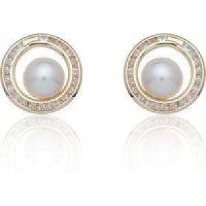 9ct Yellow Gold Pearl And Cubic Zirconia Stud Earrings