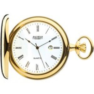 Jean Pierre Gold Plated Quartz Calendar Complete Hunter Pocket Watch with Chain G557PQ