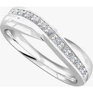 9ct White Gold Diamond Crossover Ring (P) 9110/9W/DQ10 P