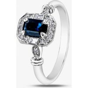 9ct White Gold Sapphire 0.08ct Diamond Ring 4376WG-10SAP O