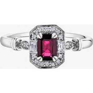 9ct White Gold Ruby 0.08ct Diamond Ring 4376WG-10 Q