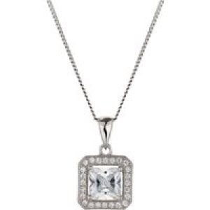 Silver Princess Lower Cubic Zirconia Halo Pendant