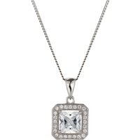 Silver Princess Lower Cubic Zirconia Halo Pendant - Image 2