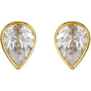 9ct Yellow Gold Pear Minimize Cubic Zirconia Stud Earrings
