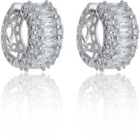 Silver Cubic Zirconia Baguette Reduce Hoop Earrings - Image 2