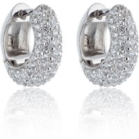 Silver Cubic Zirconia Small Cluster Hoop Earrings - Image 2