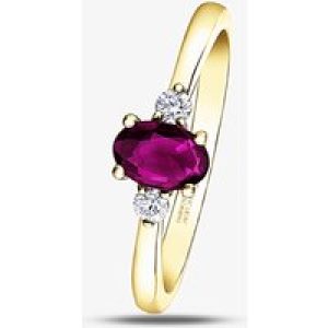 9ct Yellow Gold Ruby & Diamond Trilogy Ring 30910-9-M