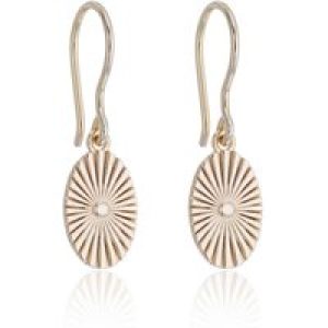 Silver Yellow Gold Plated Oval Fan Drop Earrings