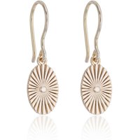 Silver Yellow Gold Plated Oval Fan Drop Earrings - Image 2