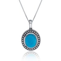 Sterling Silver Turquoise Fancy Milgrain Pendant - Image 2