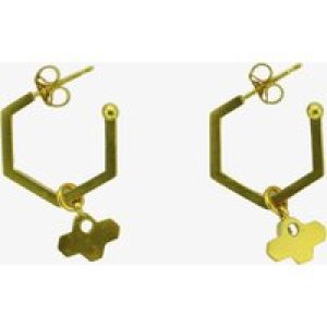 Yellow Gold Plated Cubic Zirconia Hexagonal Tiny Bee Hoop Earrings BEH-YGP-CZ